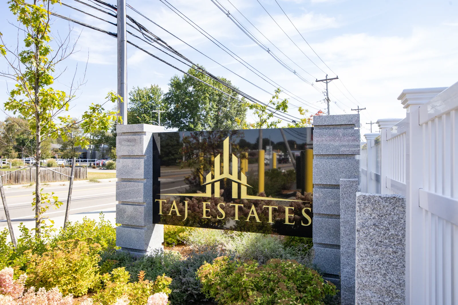 Taj Estates sign on East Central Street — Taj Estates of Franklin I