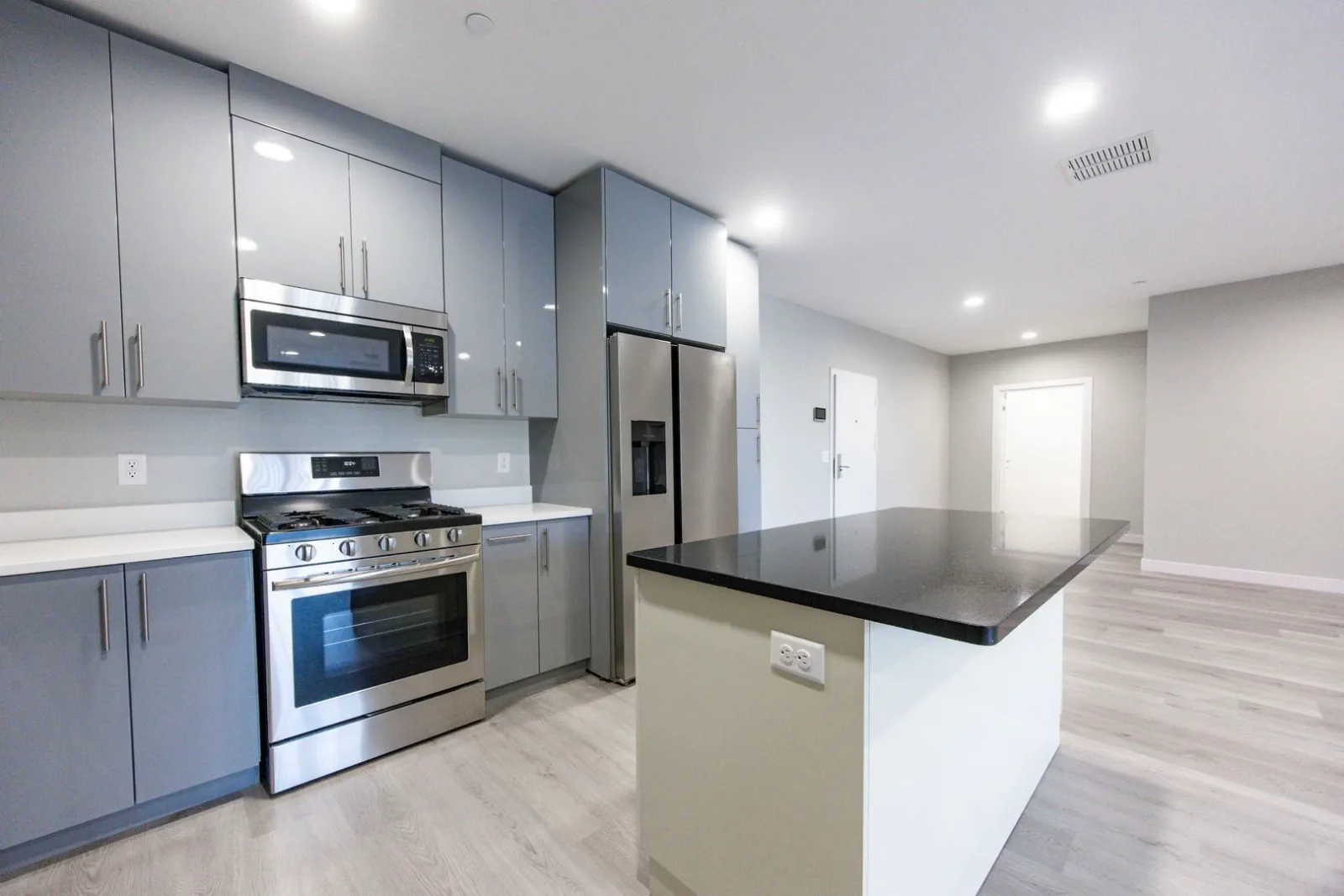 Open-concept living and dining room