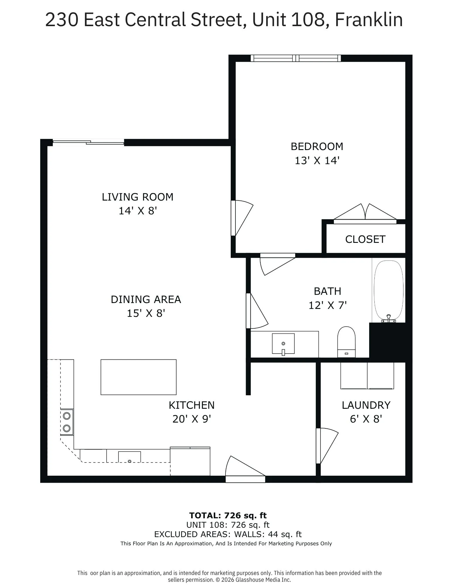 Type D 1 BD floor plan