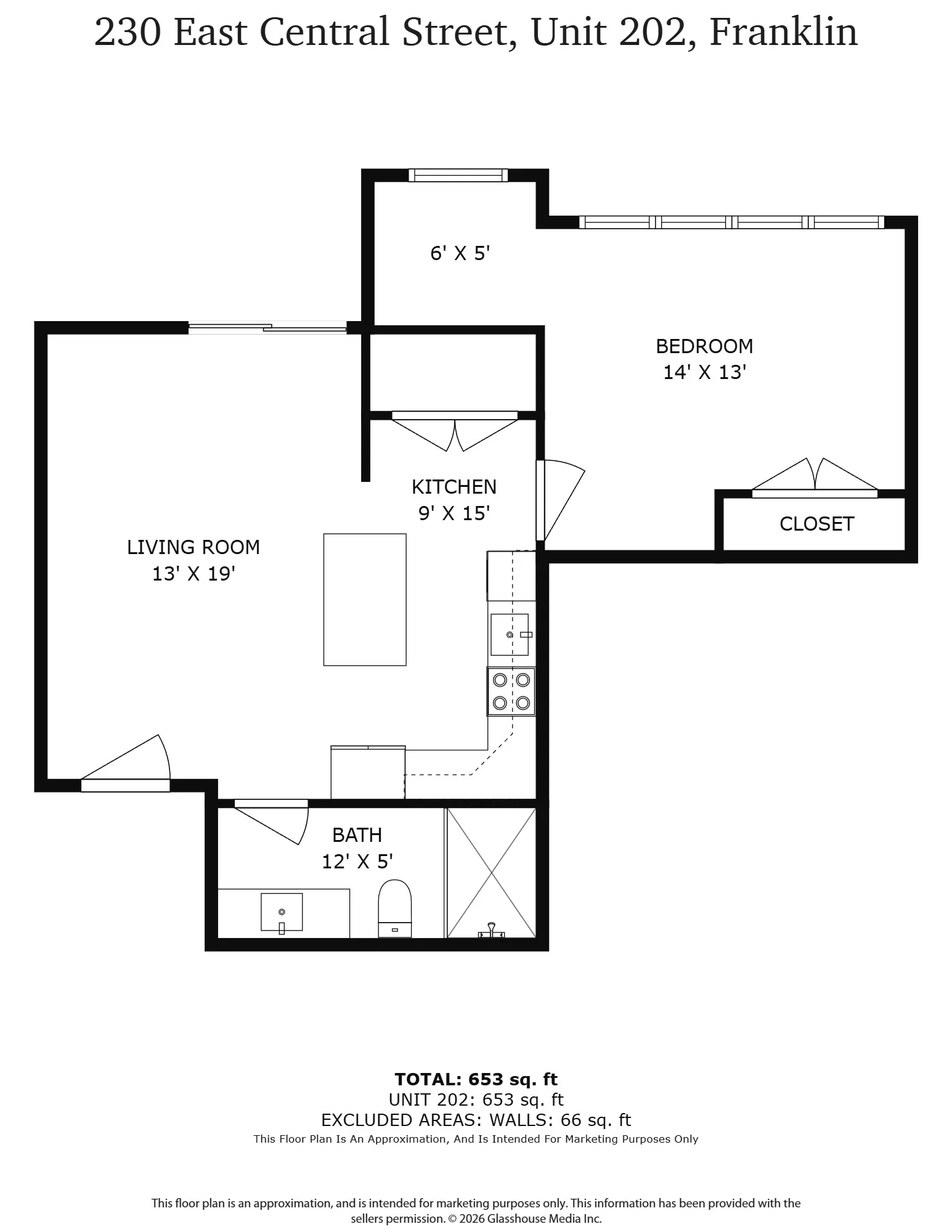 Type H 1 BD floor plan