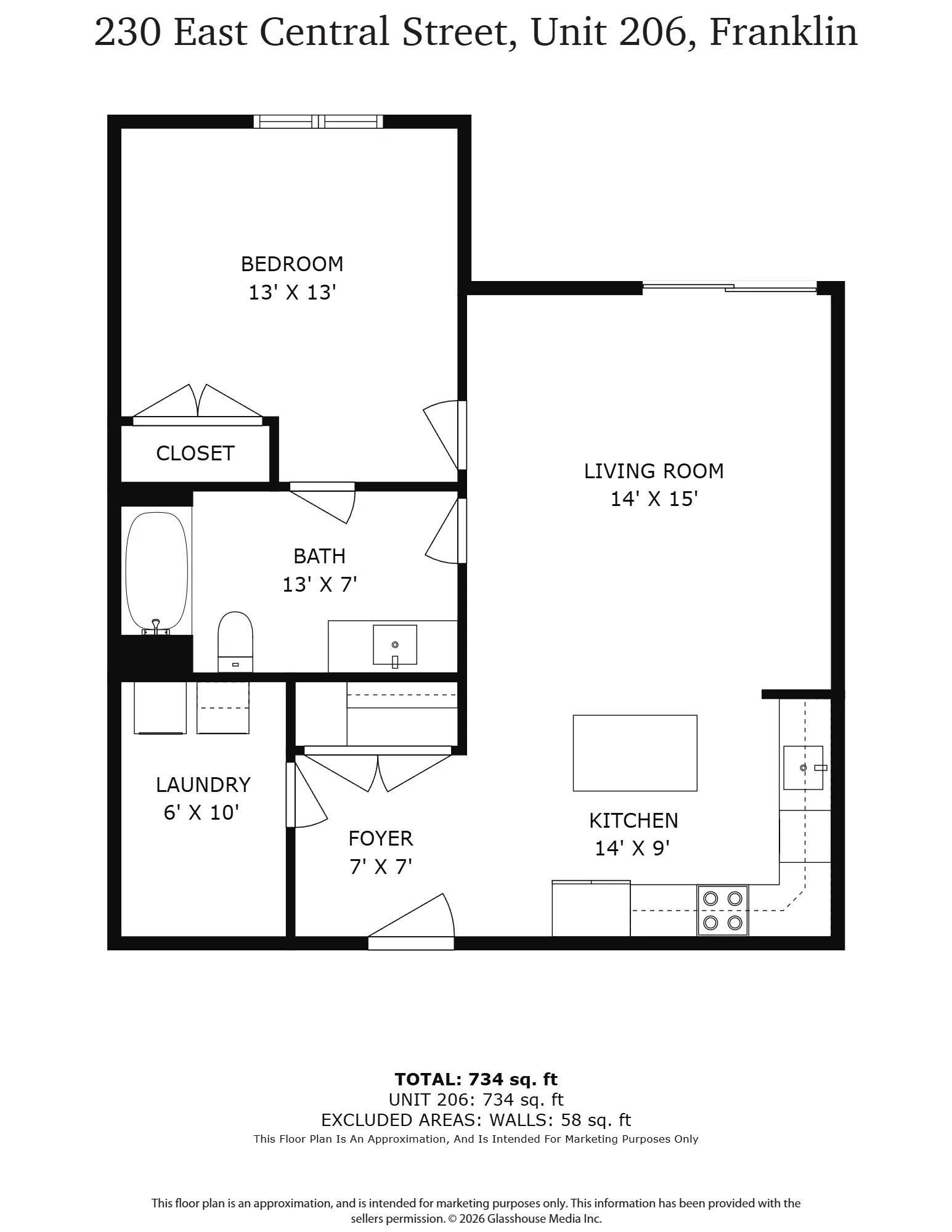 Type K 1 BD floor plan